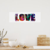 Psychedelische Liebe bunt Typografy Poster Art (Küche)