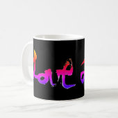 Psychedelische Liebe Kalligrafie Tasse (Vorderseite Links)