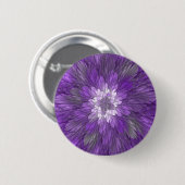 Psychedelische Lila Blume Abstraktes Fraktal Kunst Button (Vorne & Hinten)