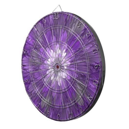 Psychedelische Lila Blume Abstraktes Fraktal Kunst Dartscheibe (Vorderseite rechts)