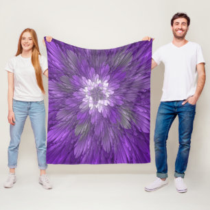Psychedelische Lila Blume Abstraktes Fraktal Kunst Fleecedecke