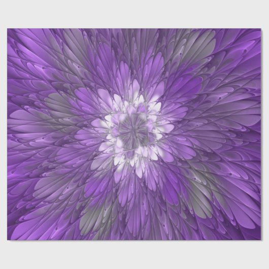 Psychedelische Lila Blume Abstraktes Fraktal Kunst Geschenkpapier (Flach)