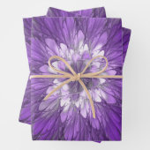 Psychedelische Lila Blume Abstraktes Fraktal Kunst Geschenkpapier Set (Beispiel)