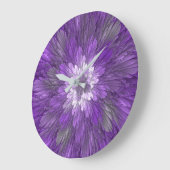 Psychedelische Lila Blume Abstraktes Fraktal Kunst Große Wanduhr (Winkel)