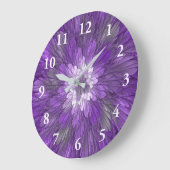 Psychedelische Lila Blume Abstraktes Fraktal Kunst Große Wanduhr (Winkel)