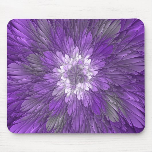 Psychedelische Lila Blume Abstraktes Fraktal Kunst Mousepad (Vorne)