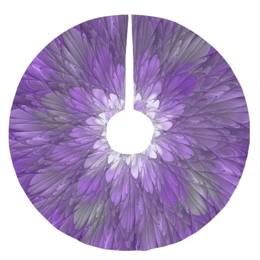 Psychedelische Lila Blume Abstraktes Fraktal Kunst Polyester Weihnachtsbaumdecke (Vorderseite)