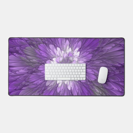 Psychedelische Lila Blume Abstraktes Fraktal Kunst Schreibtischunterlage (Tastatur & Maus)