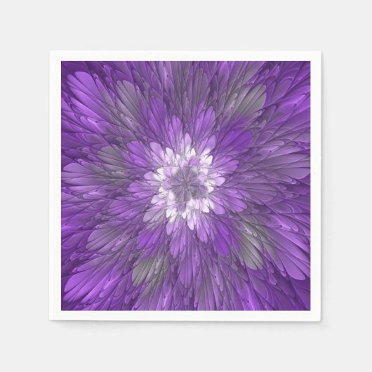 Psychedelische Lila Blume Abstraktes Fraktal Kunst Serviette (Vorderseite)