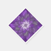 Psychedelische Lila Blume Abstraktes Fraktal Kunst Serviette (Ecke)