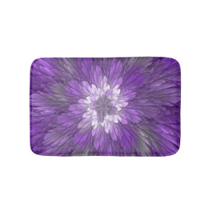 Psychedelische lila Blumen-Abstract-Fraktal-Kunst Badematte