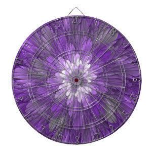 Psychedelische lila Blumen-Abstract-Fraktal-Kunst Dartscheibe