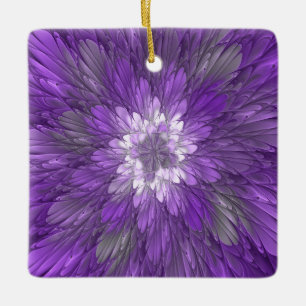 Psychedelische lila Blumen-Abstract-Fraktal-Kunst Keramikornament