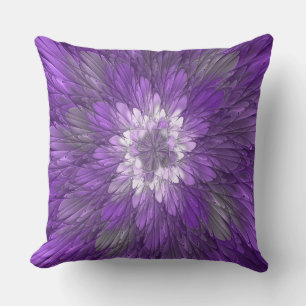 Psychedelische lila Blumen-Abstract-Fraktal-Kunst Kissen