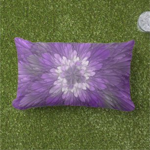 Psychedelische lila Blumen-Abstract-Fraktal-Kunst Kissen Für Draußen