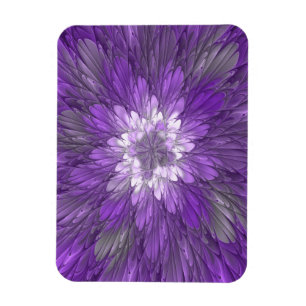 Psychedelische lila Blumen-Abstract-Fraktal-Kunst Magnet