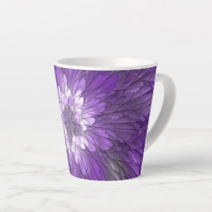 Psychedelische lila Blumen-Abstract-Fraktal-Kunst Milchtasse