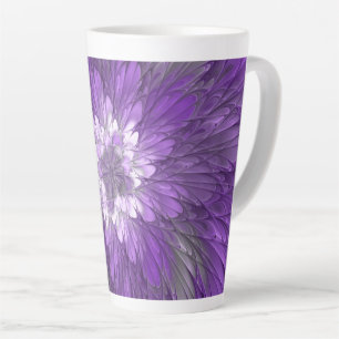 Psychedelische lila Blumen-Abstract-Fraktal-Kunst Milchtasse