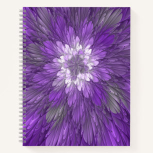 Psychedelische lila Blumen-Abstract-Fraktal-Kunst Notizblock