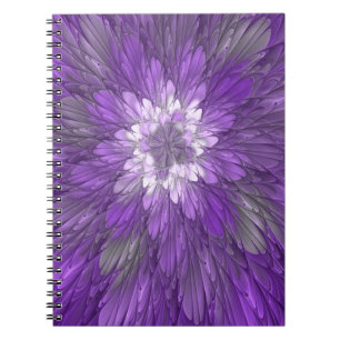 Psychedelische lila Blumen-Abstract-Fraktal-Kunst Notizblock