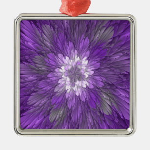 Psychedelische lila Blumen-Abstract-Fraktal-Kunst Ornament Aus Metall