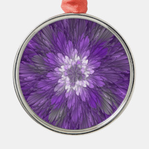 Psychedelische lila Blumen-Abstract-Fraktal-Kunst Ornament Aus Metall