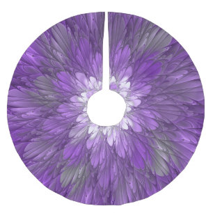Psychedelische lila Blumen-Abstract-Fraktal-Kunst Polyester Weihnachtsbaumdecke