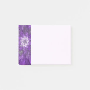 Psychedelische lila Blumen-Abstract-Fraktal-Kunst Post-it Klebezettel