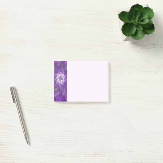 Psychedelische lila Blumen-Abstract-Fraktal-Kunst Post-it Klebezettel (Büro)