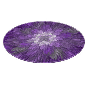 Psychedelische lila Blumen-Abstract-Fraktal-Kunst Schneidebrett