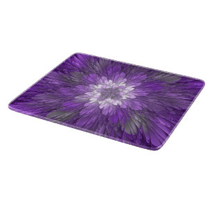 Psychedelische lila Blumen-Abstract-Fraktal-Kunst Schneidebrett