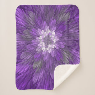 Psychedelische lila Blumen-Abstract-Fraktal-Kunst Sherpadecke