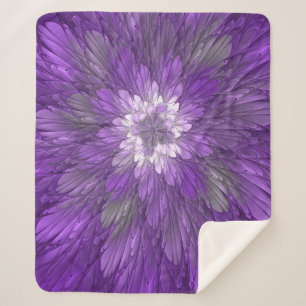 Psychedelische lila Blumen-Abstract-Fraktal-Kunst Sherpadecke