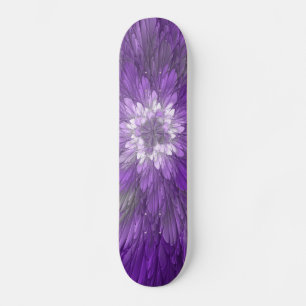 Psychedelische lila Blumen-Abstract-Fraktal-Kunst Skateboard