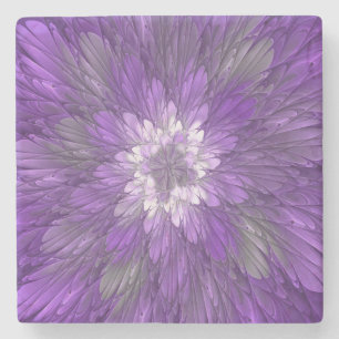 Psychedelische lila Blumen-Abstract-Fraktal-Kunst Steinuntersetzer