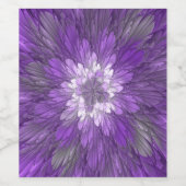 Psychedelische lila Blumen-Abstract-Fraktal-Kunst Weinetikett (Einzelnes Label)