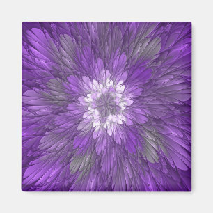 Psychedelische lila Blüten-Abstract-Fraktal-Kunst Magnet