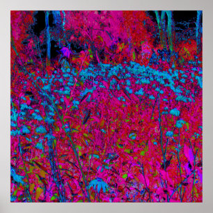 Psychedelische Lila-Lilien-Blume Magenta-Garten Poster