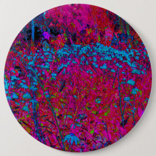 Psychedelische Lila Lily Blume Magenta Garden Button
