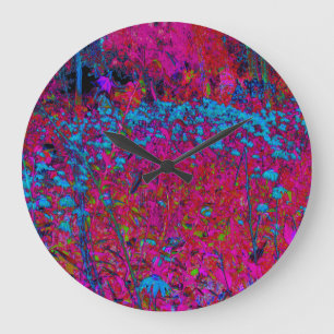 Psychedelische Lila Lily Blume Magenta Garden Große Wanduhr