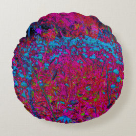 Psychedelische Lila Lily Blume Magenta Garden Rundes Kissen