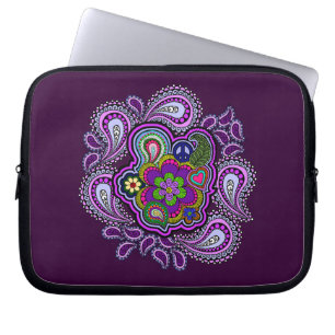 Psychedelische lila Paisley-Laptop-Hülse Laptopschutzhülle