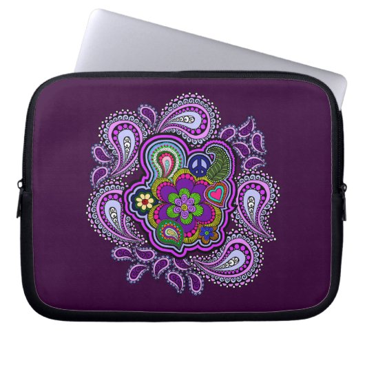 Psychedelische lila Paisley-Laptop-Hülse Laptopschutzhülle (Vorderseite)