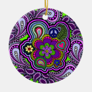 Psychedelische lila Paisley-Verzierung Keramik Ornament