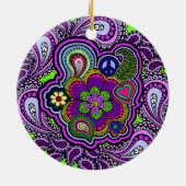 Psychedelische lila Paisley-Verzierung Keramik Ornament (Hinten)