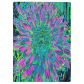 Psychedelische Magenta, Aqua und Limettengrüne Dah Klemmbrett (Rückseite)