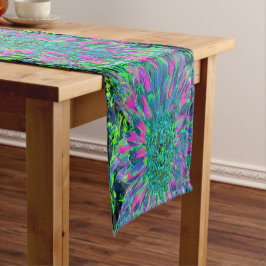 Psychedelische Magenta, Aqua und Limettengrüne Dah Kurzer Tischläufer