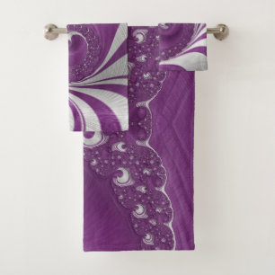 Psychedelische Magenta-Spiral-Fraktal-Kunst Badhandtuch Set