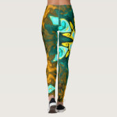 Psychedelische Mandala-Blume Aquamarin und gelb Leggings (Rückseite)
