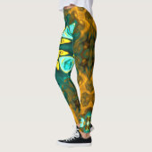 Psychedelische Mandala-Blume Aquamarin und gelb Leggings (Links)
